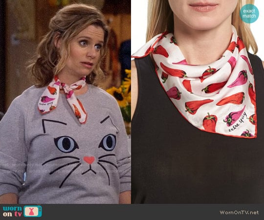 Kate Spade Hot Pepper Silk Bandana worn by Kimmy Gibbler (Andrea Barber) on Fuller House