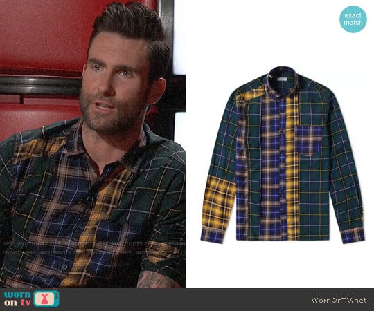 Lanvin Patchwork Check Shirt worn by Adam Levine on The Voice