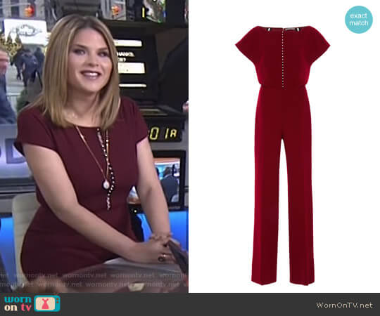 Blouson Pearl Inset Jumpsuit by Lela Rose worn by Jenna Bush Hager on Today