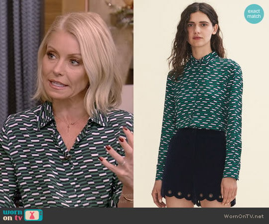 'Clelia' Shirt by Maje worn by Kelly Ripa on Live with Kelly and Mark