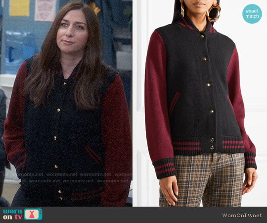 Marc Jacobs Two-tone wool and cashmere-blend bomber jacket worn by Gina Linetti (Chelsea Peretti) on Brooklyn Nine-Nine