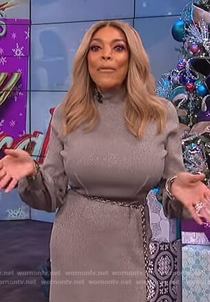 Wendy’s metallic sweater dress on The Wendy Williams Show