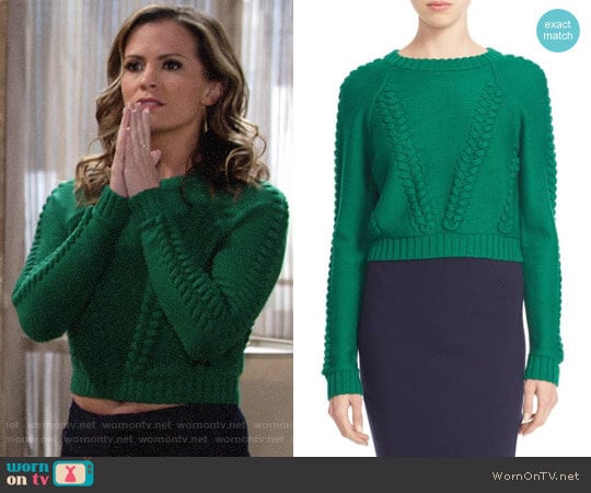 Milly Braid Stitch Wool Crop Sweater worn by Chelsea Lawson (Melissa Claire Egan) on The Young and the Restless