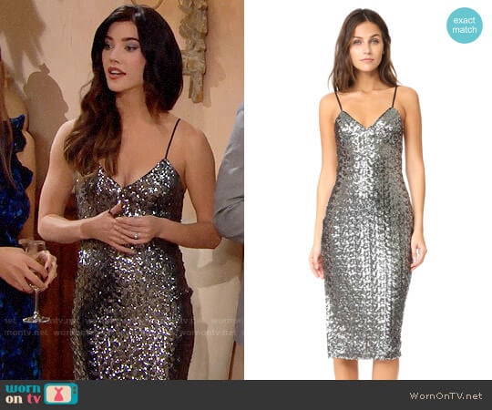 Milly Sea Glass Alexis Dress worn by Steffy Forrester (Jacqueline MacInnes Wood) on The Bold and the Beautiful