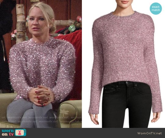 Milly Italian Metallic Fringe Sweater worn by Sharon Newman (Sharon Case) on The Young and the Restless