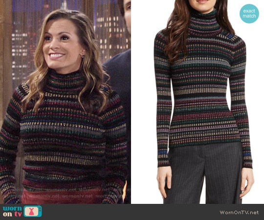 Milly Metallic Stripe Turtleneck worn by Chelsea Lawson (Melissa Claire Egan) on The Young and the Restless