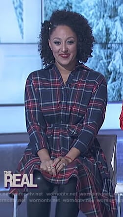 Tamera’s navy plaid top on The Real