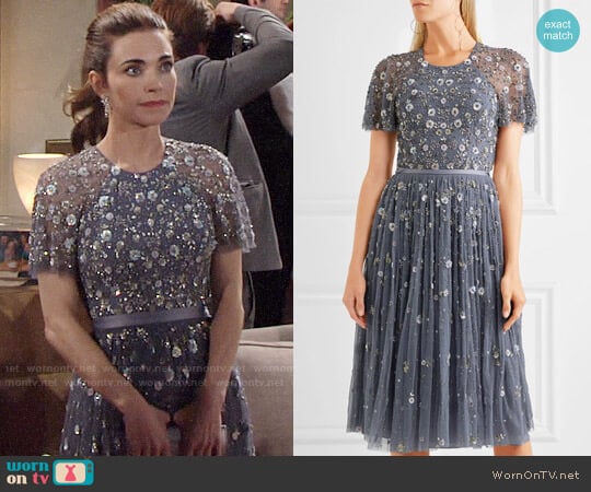 Needle & Thread Comet Dress worn by Victoria Newman (Amelia Heinle) on The Young and the Restless