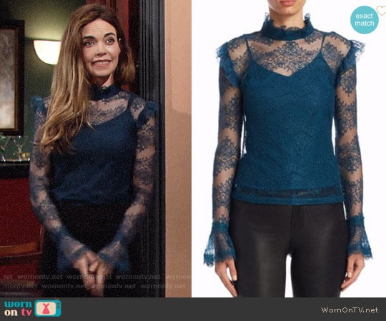 Nicholas Thalia Top worn by Victoria Newman (Amelia Heinle) on The Young and the Restless