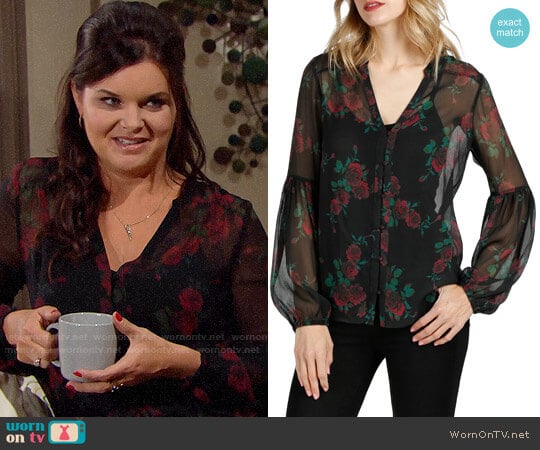 Paige Emilia Blouse worn by Katie Logan (Heather Tom) on The Bold and the Beautiful