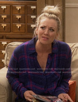 Penny’s blue and pink plaid shirt on The Big Bang Theory