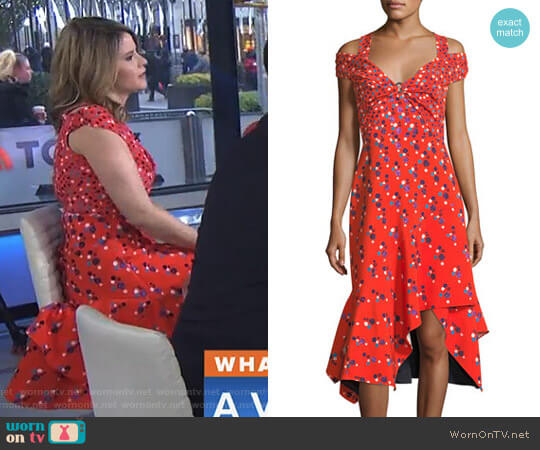 Cold-Shoulder Polka Dot Midi Dress by Peter Pilotto worn by Jenna Bush Hager on Today