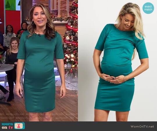 Solid Fitted Maternity Dress by Pink Blush worn by Ginger Zee on Good Morning America