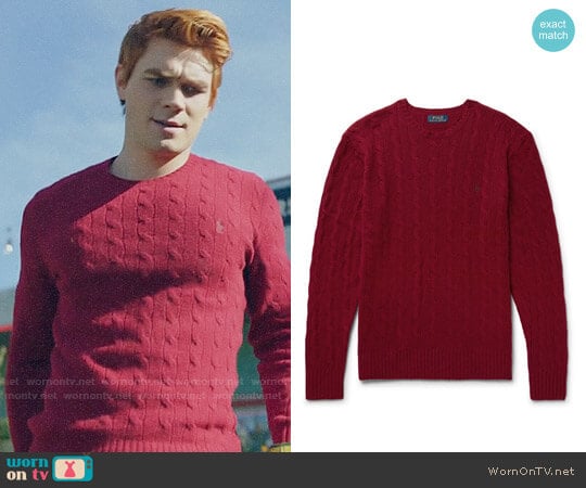 Polo Ralph Lauren Slim-Fit Cable-Knit Wool And Cashmere-Blend Sweater worn by Archie Andrews (K.J. Apa) on Riverdale