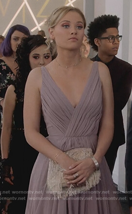 Karolina's purple deep v-neck dress on Marvel's Runaways