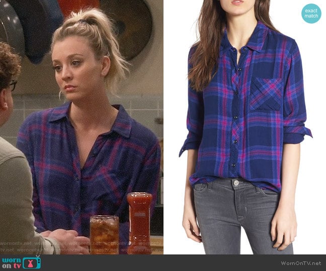 Rails Taitum Plaid Shirt in Navy Ultra Violet worn by Penny Hofstadter (Kaley Cuoco) on The Big Bang Theory