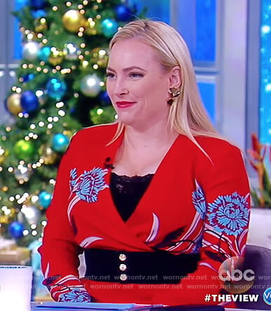 Meghan’s red floral print jumpsuit on The View
