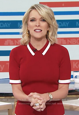 Megyn's red striped polo shirt on Megyn Kelly Today