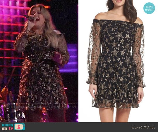 Sam Edelman Off the Shoulder Star Embroidered Dress worn by Kelly Clarkson on The Voice