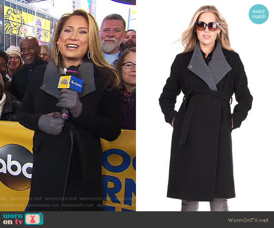 Wool & Cashmere Black Maternity Coat by Seraphine worn by Ginger Zee on Good Morning America