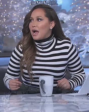 Adrienne’s striped turtleneck sweater on The Real