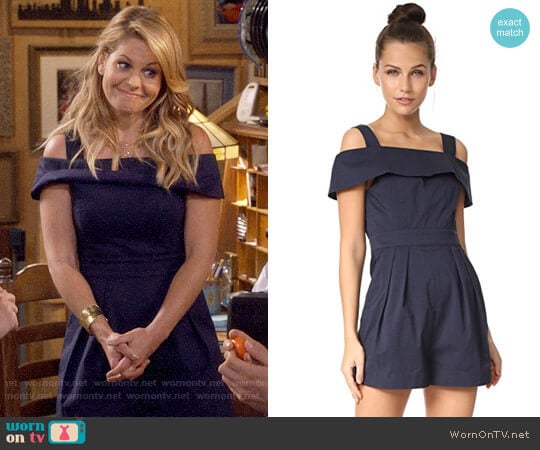 Tibi Seersucker Romper worn by DJ Tanner-Fuller (Candace Cameron Bure) on Fuller House