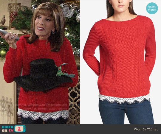 Tommy Hilfiger Lace Trim Sweater worn by Esther Valentine (Kate Linder) on The Young and the Restless