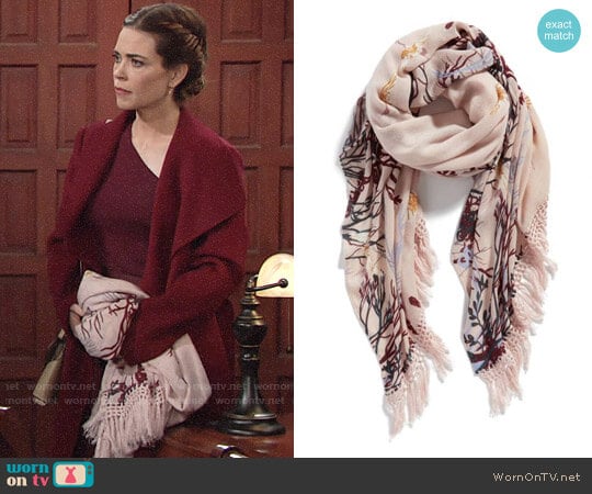 Treasure & Bond Foliage Forest Fringe Scarf worn by Victoria Newman (Amelia Heinle) on The Young and the Restless