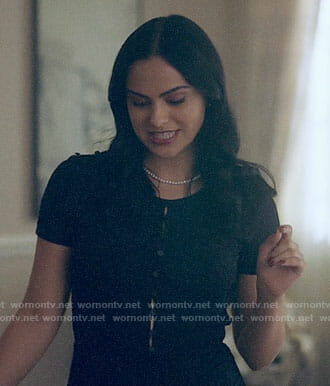 Veronica’s black buttoned front dress on Riverdale