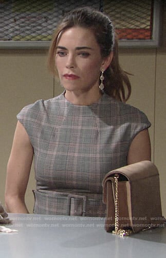 Victoria’s plaid belted dress on The Young and the Restless