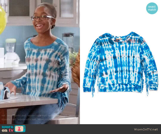 Vintage Havana Girls' Tie Dye Fringe Sweatshirt worn by Diane Johnson (Marsai Martin) on Black-ish