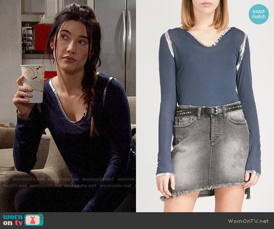 Zadig & Voltaire Tunisien Jersey Top worn by Steffy Forrester (Jacqueline MacInnes Wood) on The Bold and the Beautiful