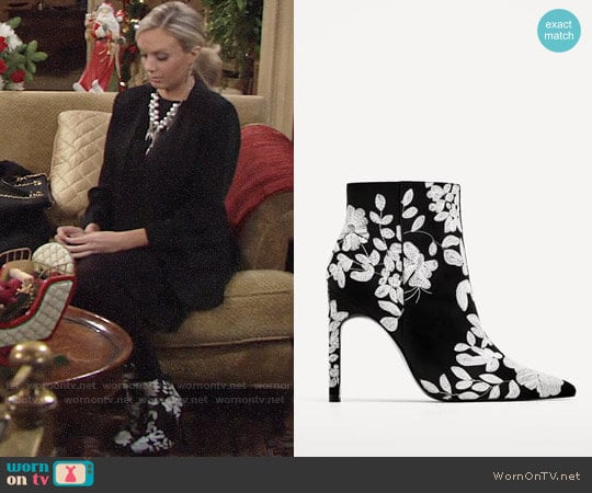 Zara Embroidered High Heel Ankle Boots worn by Abby Newman (Melissa Ordway) on The Young and the Restless