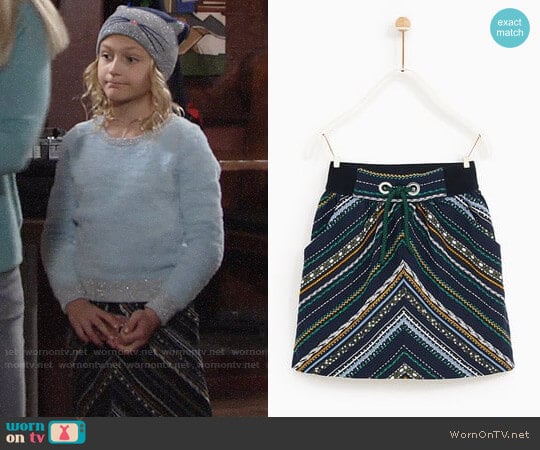 Zara Jacquard Skirt with Central Cord worn by Faith Newman (Alyvia Alyn Lind) on The Young and the Restless