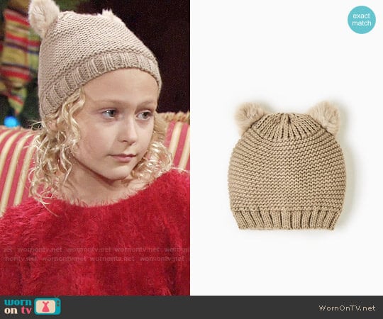 Zara Knit Hat with Furry Ears worn by Faith Newman (Alyvia Alyn Lind) on The Young and the Restless