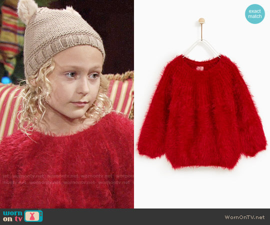 Zara Furry Sweater worn by Faith Newman (Alyvia Alyn Lind) on The Young and the Restless