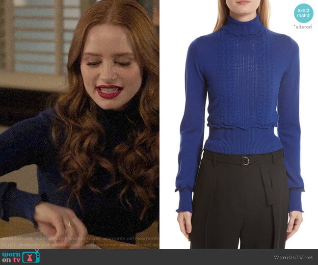 3.1 Phillip Lim Puffy Cable Turtleneck Sweater worn by Cheryl Blossom (Madelaine Petsch) on Riverdale