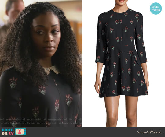 Terry 3/4 Sleeve Printed Silk Mini Dress by ALC worn by Anissa Pierce (Nafessa Williams) on Black Lightning