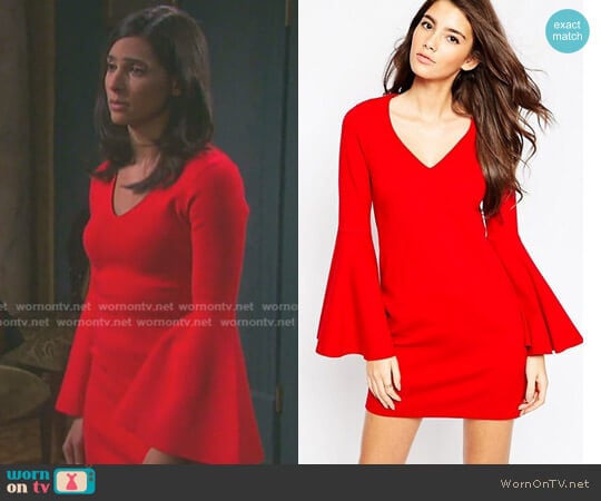 60s Shift Dress with Flared Sleeves in Ponte by Asos worn by Gabi Hernandez (Camila Banus) on Days of our Lives