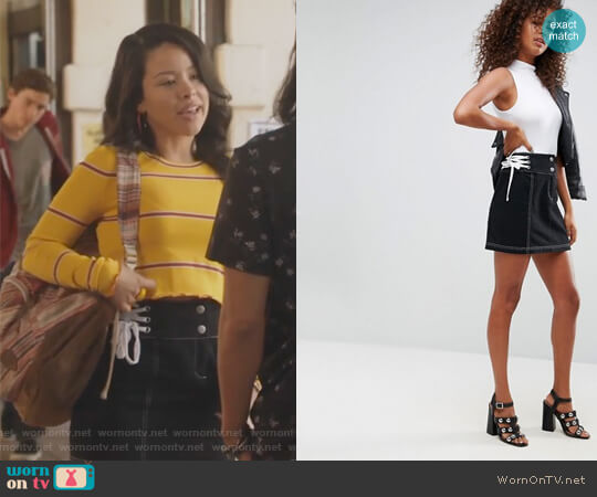 Mini Skirt with Lace Up Sides by ASOS worn by Mariana Foster (Cierra Ramirez) on The Fosters