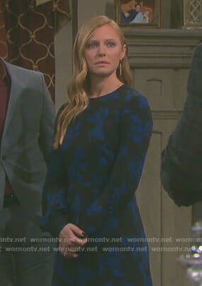 Abigail’s black printed long sleeve dress on Days of our Lives