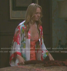 Abigail's white floral robe on Days of our Lives