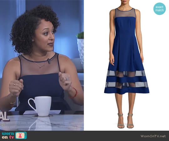 Crepe Mesh Dress by Aidan Aidan Mattox worn by Tamera Mowry on The Real