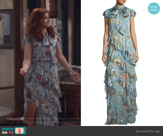 Leslie Maxi Dress by Alice + Olivia worn by Grace Adler (Debra Messing) on Will and Grace