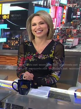Amy’s black floral dress on Good Morning America