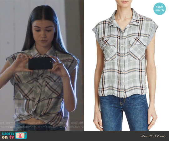 Flap Pocket Plaid Crop Shirt by Bella Dahl worn by Callie Jacob (Maia Mitchell) on The Fosters