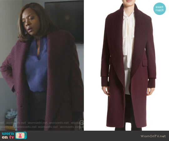 Cairndale Knit Trim Cashmere Coat by Burberry worn by Annalise Keating (Viola Davis) on How to Get Away with Murder