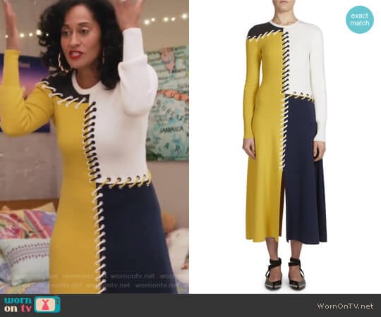 Colorblock Midi Dress by Cedric Charlier worn by Tracee Ellis Ross on Grown-ish