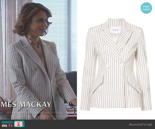 Striped Double-Breasted Blazer by Derek Lam 10 Crosby worn by Cristal Flores (Nathalie Kelley) on Dynasty