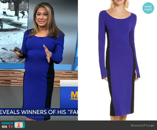 Colorblock Knit Body-Con Dress by Diane von Furstenberg worn by Ginger Zee on Good Morning America